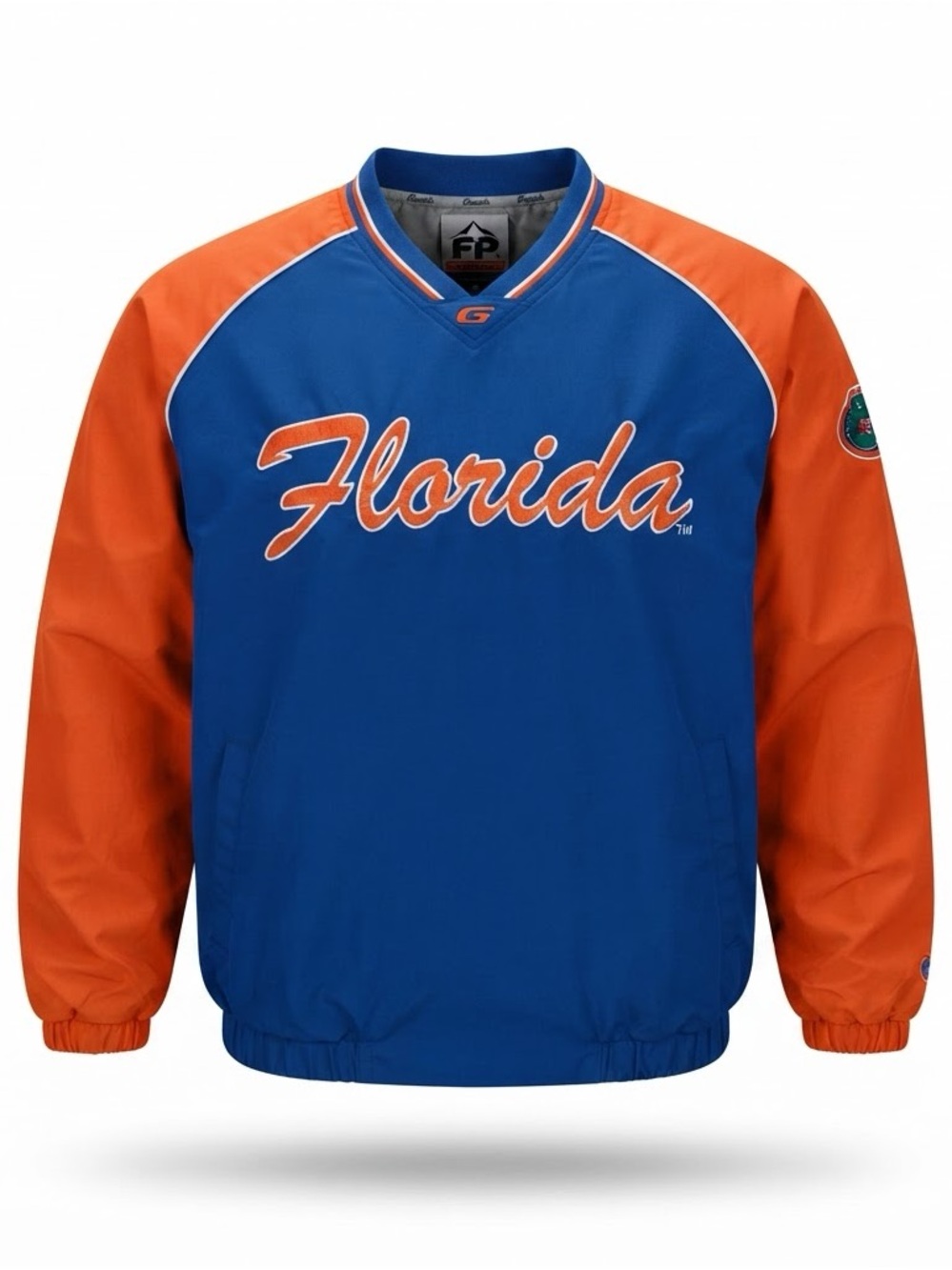 Florida V-Neck Pullover Windbreaker Sweater - Blue/Orange